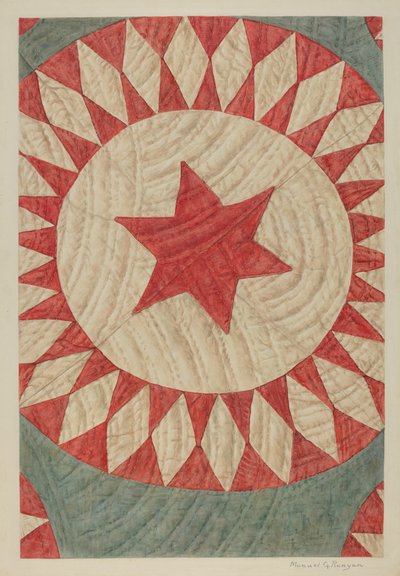 星形和环形被子，约1938年。 作者 曼努埃尔·G·鲁尼安