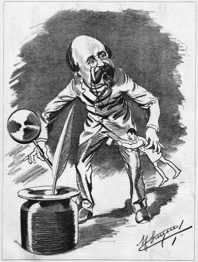 埃德蒙-贡迪内特（1828-1888）法国剧作家。漫画家Manuel Luque的漫画。载于1886年的《漫画》。 作者 曼努埃尔·卢克（Manuel Luque）
