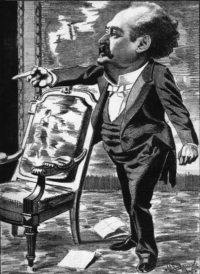 何塞-杜普伊斯（1831-1900），演员，幻想喜剧演员。漫画家曼努埃尔-卢克的漫画。载于1886年的《漫画》。 作者 曼努埃尔·卢克（Manuel Luque）