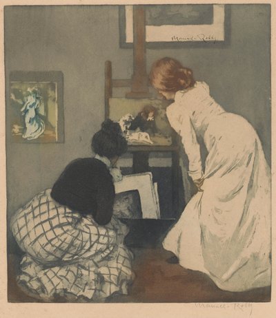 两名妇女观看版画 作者 曼努埃尔·罗伯（Manuel Robbe）