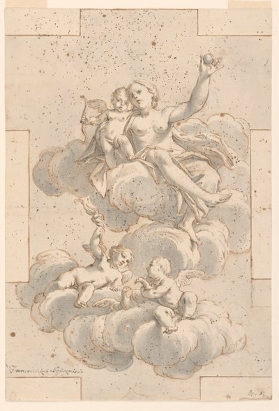 天花板绘画设计：维纳斯、丘比特和普蒂蒂 作者 Marc Antonio Franceschini