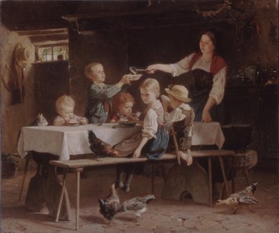 午餐时的孩子们，1857年 作者 老马克·路易斯·本杰明·沃蒂埃