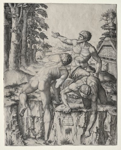 登山者三个人物，摄于1510年的米开朗基罗卡斯奇纳战役。 作者 马尔坎通尼奥·莱蒙迪