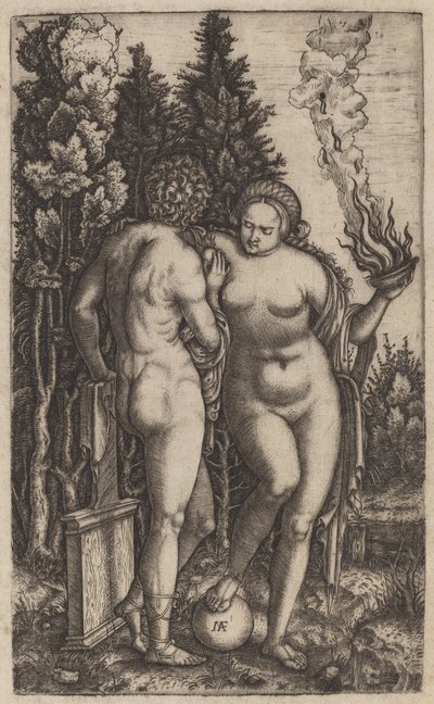 拿着球的男人和女人 作者 Marcantonio Raimondi 可能在 Francesco Francia 之后