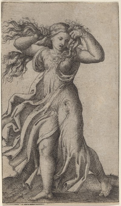 女子拉头发 作者 Marcantonio Raimondi 可能在 Francesco Francia 之后