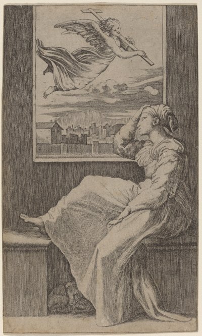 忧郁的女人 作者 Marcantonio Raimondi 可能在拉斐尔之后