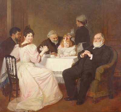 家庭团聚在阿道夫布里森夫人的家中，1893年 作者 Marcel Andre Baschet