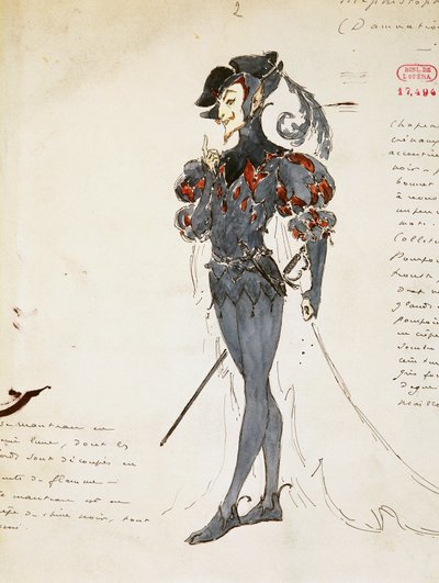 梅菲斯特，马塞尔·穆尔策（Marcel Multzer，1866-1937 年）为赫克托·柏辽兹（Hector Berlioz，1803-1869 年）创作的《浮士德的诅咒》中的服装草图。 作者 马塞尔穆尔策