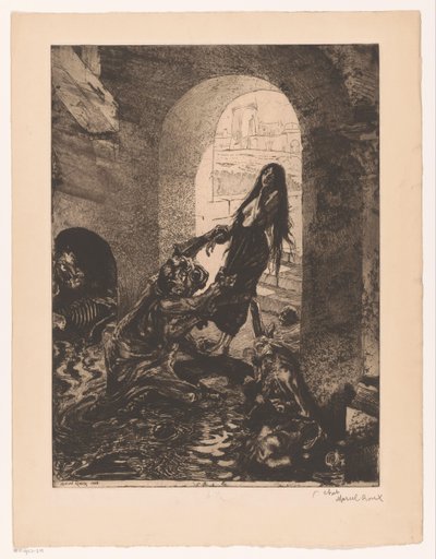 怪物抓住站在门口的女人
Offrande à Moloch（物品上的标题）
快乐女孩（系列名称）
Fille de Joïe（物品上的系列名称） 作者 Marcel Roux（艺术家签名）
