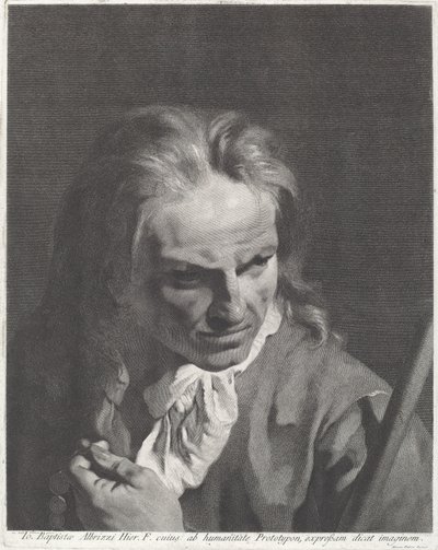 一个带着玫瑰花的绅士朝圣者 作者 Marco Alvise Pitteri 在 Giovanni Battista Piazzetta 之后