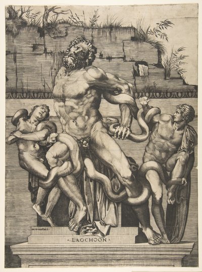 约克（Laocoön）和他的儿子被蛇袭击。 1515-27。 作者 马可·登特