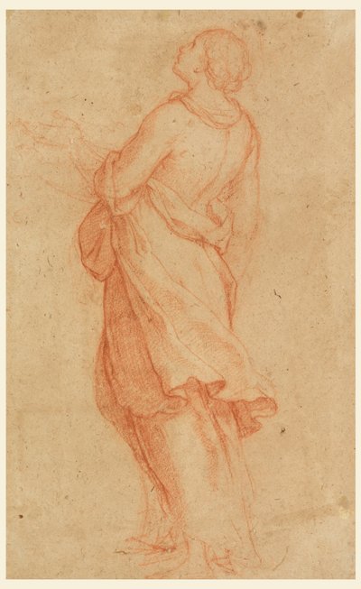 素描，年轻女子（十字架下的抹大拉圣玛丽亚），1550-75 年 作者 马可·皮诺