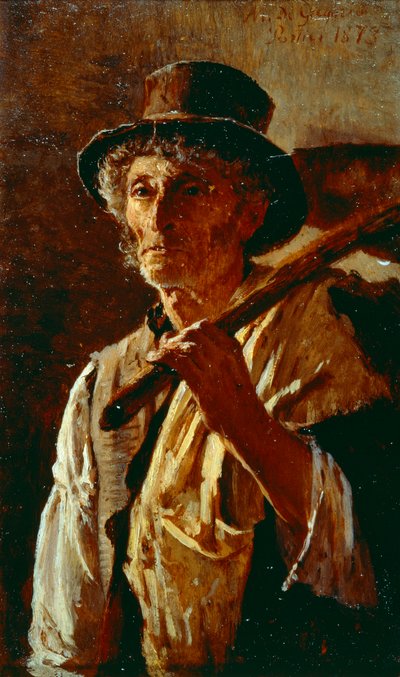 挖掘机，由Marco De Gregorio（1829-1876）创作，布面油画，21x14厘米 作者 马可·迪·格雷戈里奥（Marco di Gregorio）