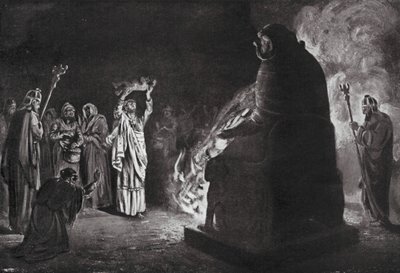 腓尼基人祭祀摩洛（石版画） 作者 玛格丽特（后）多瓦斯顿