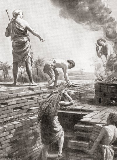 建造金字塔，苏美尔城邦最早建造的巨大金字塔式神庙塔楼，摘自哈钦森的《国家史》，1915 年出版 作者 玛格丽特（后）多瓦斯顿