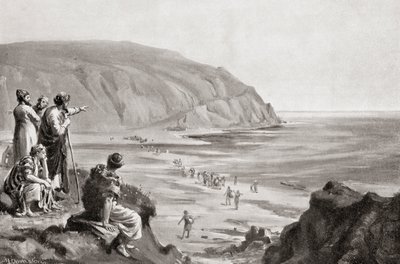 腓尼基人抵达地中海东岸，约公元前 1500 年，摘自哈钦森《民族史》，1915 年出版 作者 玛格丽特（后）多瓦斯顿