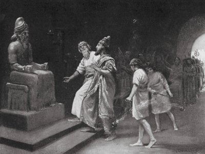 马尔杜克神庙中的图库利-尼尼布一世（石版画） 作者 玛格丽特（后）多瓦斯顿