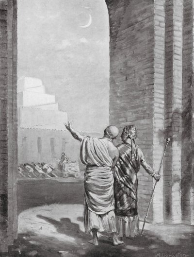 乌尔-恩古尔视察建设中的月神庙（石版画） 作者 玛格丽特（后）多瓦斯顿