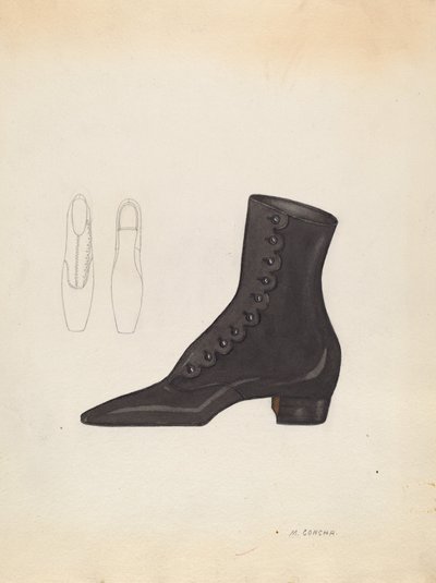 女人的鞋子，约1937年。 作者 玛格丽特·孔查