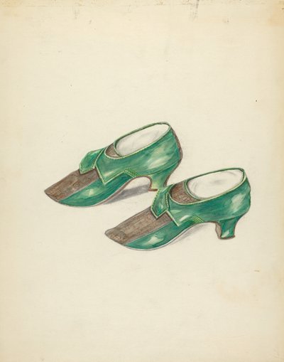女人的鞋子，约1940年。 作者 玛格丽特·孔查