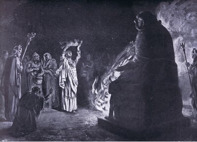 腓尼基人祭祀摩洛神（石版画） 作者 玛格丽特·多瓦斯顿