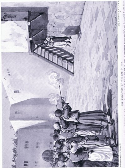 公元 1850 年巴布被处决（石版画） 作者 玛格丽特·多瓦斯顿