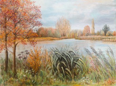River Thames near Windsor, 2022 (pastel) 作者 玛戈斯塔基