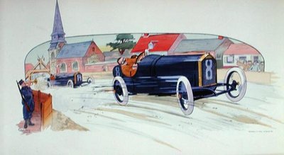 1911年法国大奖赛中的一辆标致赛车 作者 玛格丽特 (fl. 1909-14) 蒙托