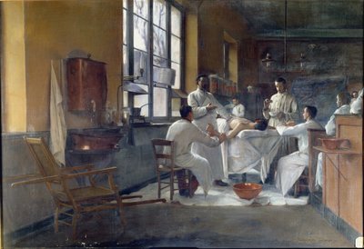 1894 年，Edmond Delorme 教授（1847-1929 年）在 Val de Grace 向学生展示肺剥脱术 作者 玛格丽特·安妮·罗斯·德洛姆