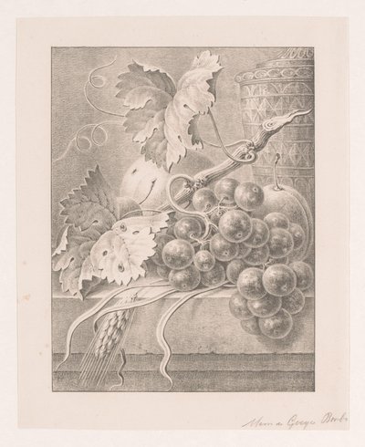 有水果和装饰壶的静物 作者 Maria Geertruida de Goeje Barbiers（归属于）