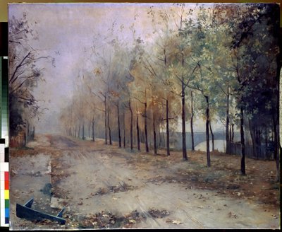 秋天（Automn）。Maria Konstantinovna Bashkirtseva（1860-1884 年）的作品。布面油画，97 x 117 厘米，1883 年。俄罗斯艺术，19 世纪风景画。圣彼得堡俄罗斯国家博物馆。 作者 玛丽亚·康斯坦丁诺娃（Maria Konstantinova）Bashkirtseva