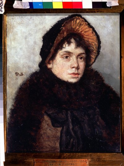自画像。Maria Konstantinovna Bashkirtseva（1860-1884 年）的画作。布面油画，35 x 27 厘米。19 世纪俄罗斯艺术。莫斯科国立特列季亚科夫美术馆。 作者 玛丽亚·康斯坦丁诺娃（Maria Konstantinova）Bashkirtseva