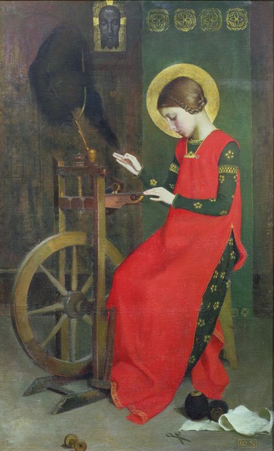 匈牙利的圣伊丽莎白为穷人纺羊毛，c。 1895年 作者 玛丽安斯托克斯