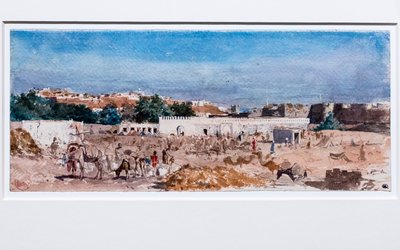 北非风光，1862 年以后（厚绒面纸上水彩与石墨描图的结合） 作者 