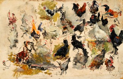 公鸡研究 ，1869年。 作者 玛丽亚·福图尼