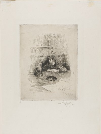 西班牙画家爱德华多-扎马科斯肖像 作者 马里亚诺·福图尼