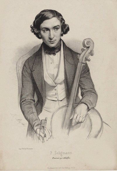 大提琴家和作曲家Hippolyte Prosper Seligmann的肖像，1817-1882，1840。 作者 玛丽·亚历山大·梅尼特·马洛特
