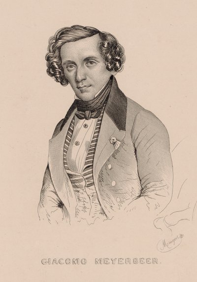 作曲家贾科莫-梅耶贝尔的肖像，1791-1864年，1836年。 作者 Marie Alexandre Menut Alophe