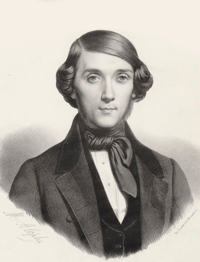 钢琴家和作曲家Jean-Henri Ravina的肖像，1818-1906年，约1845年。 作者 玛丽·亚历山大·梅尼特·马洛特