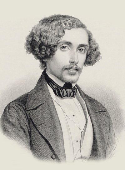 钢琴家和作曲家Julius Schulhoff的肖像，1825-1898年，1850年。 作者 Marie Alexandre Menut Alophe