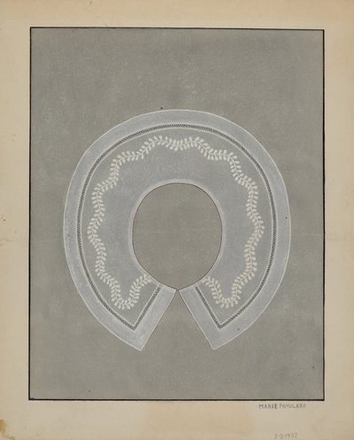绣花亚麻领，约1936年。 作者 玛丽·法穆拉罗