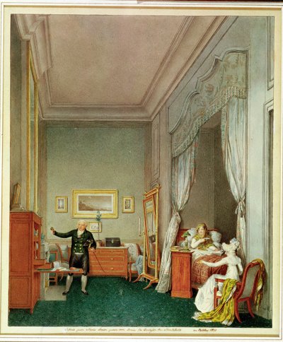 女皇的卧室与Duchesse de Montebello和Jean-Nicolas Corvisart（1755-1821）1813年10月 作者 玛丽·路易斯·德·哈普斯堡·洛林