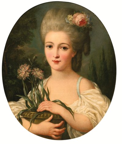 手持花盆的女孩肖像 作者 玛丽·维克多（Marie Victoire）Lemoine