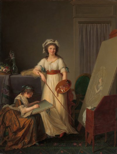 女画家工作室的内部，1789年。 作者 玛丽·维克多（Marie Victoire）Lemoine