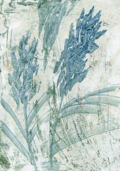 淡蓝色的花》，2022 年（纸面油画） 作者 玛丽娜·法尔科