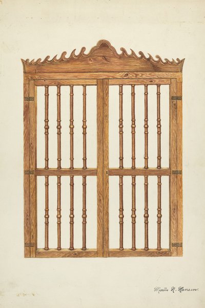 木制格栅门，约1937年。 作者 马吕斯·汉森