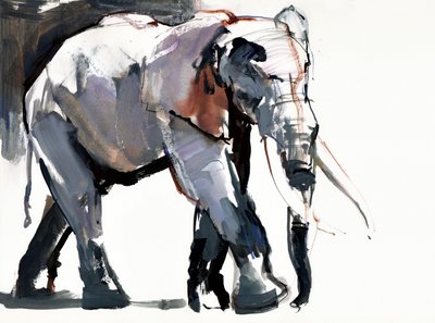 非洲大象，2012年，（纸上混合媒体） 作者 马克·阿德灵顿