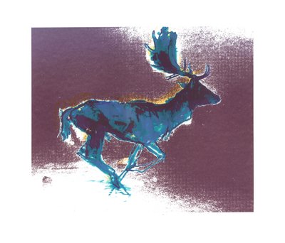 Fallow Buck（blueyellow shadow），2015，（丝网印刷） 作者 马克·阿德灵顿