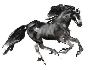 Gallop，2015，（纸上水墨和水彩） 作者 Mark Adlington