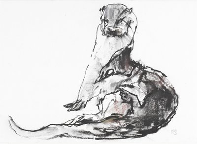 Lutra lutra（木炭和纸上谈话） 作者 马克·阿德灵顿